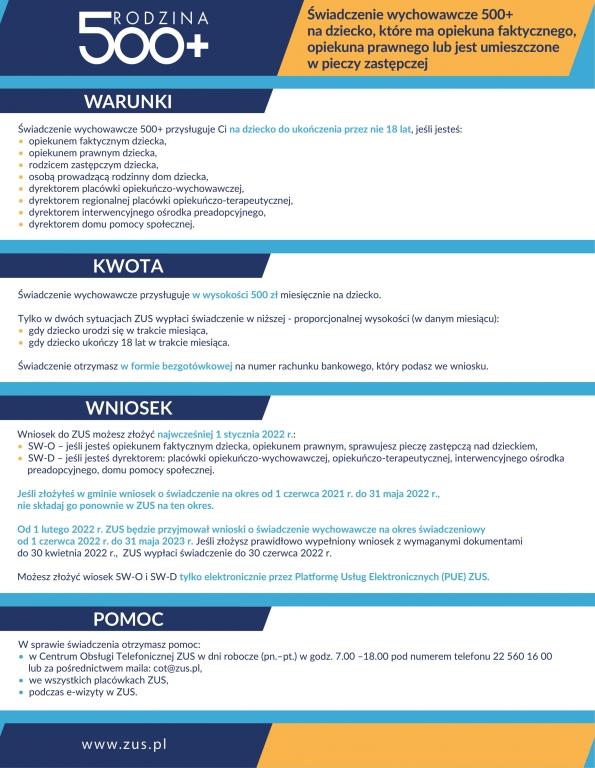 Świadczenie wychowawcze 500+ od 2022 roku